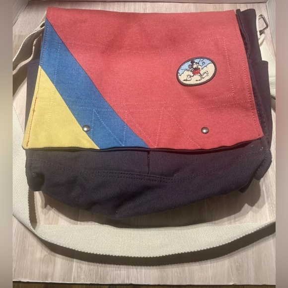 Disney Colorful Mickey Mouse Canvas Messenger Crossbody Bag W/Adjustable Strap - Picture 1 of 5